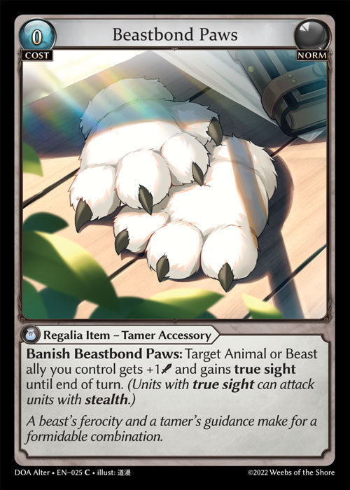 Grand Archive single card - DOA Alter - en-025 - Beastbond Paws(C)