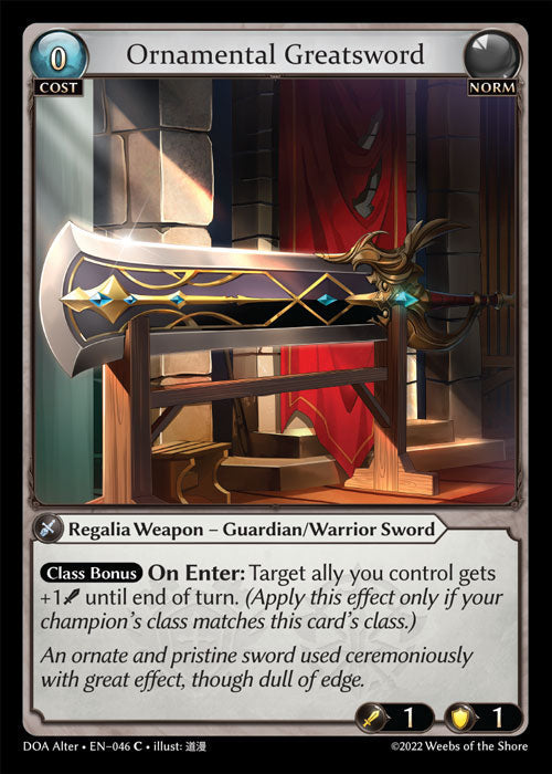 Grand Archive single card - DOA Alter - en-046 - Ornamental Greatsword(C)