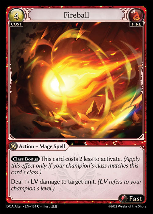 Grand Archive single card - DOA Alter - en-134 - Fireball(C)