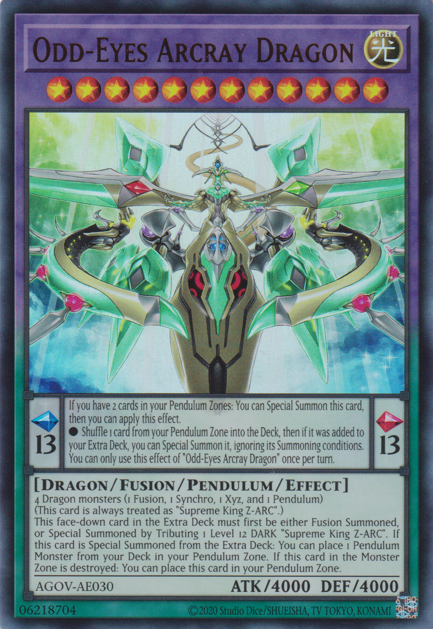 [遊戲王亞英版] 霸王天龍 異色眼弧光龍 / 覇王天龍オッドアイズ・アークレイ・ドラゴン / Odd-Eyes Arcray Dragon-Trading Card Game-TCG-Oztet Amigo
