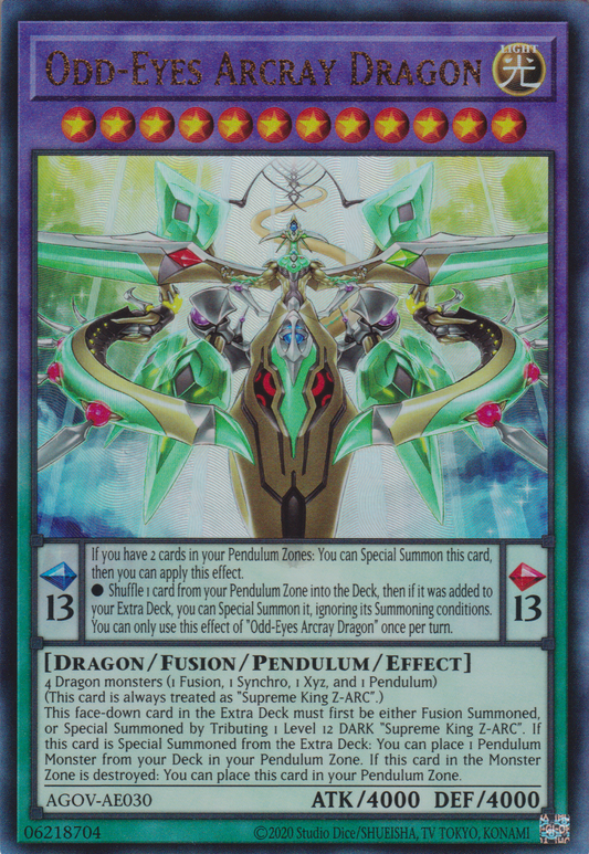 [遊戲王亞英版] 霸王天龍 異色眼弧光龍 / 覇王天龍オッドアイズ・アークレイ・ドラゴン / Odd-Eyes Arcray Dragon-Trading Card Game-TCG-Oztet Amigo
