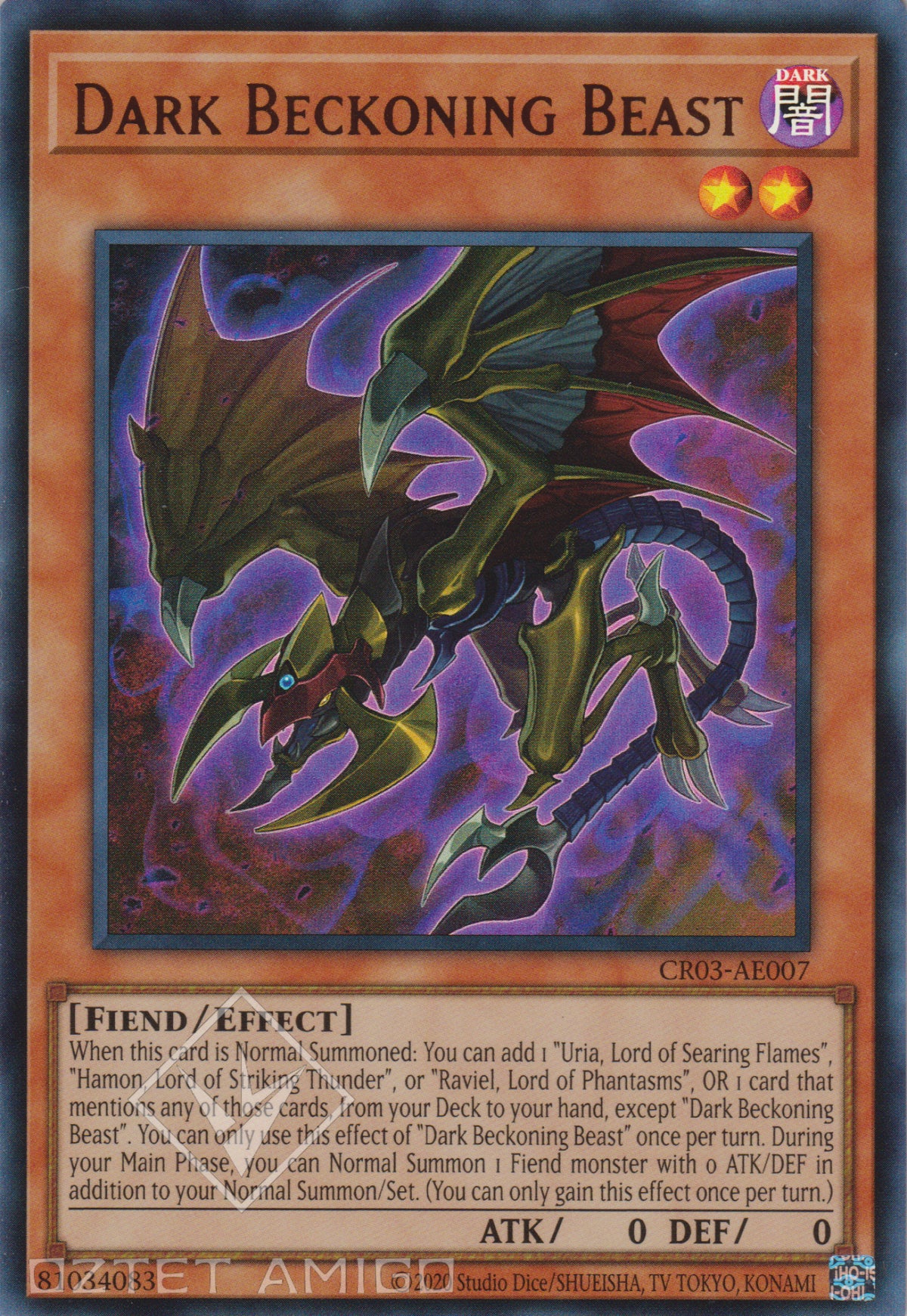 [遊戲王亞英版] 暗黑招來神 / 暗黒の招来神 / Dark Beckoning Beast-Trading Card Game-TCG-Oztet Amigo