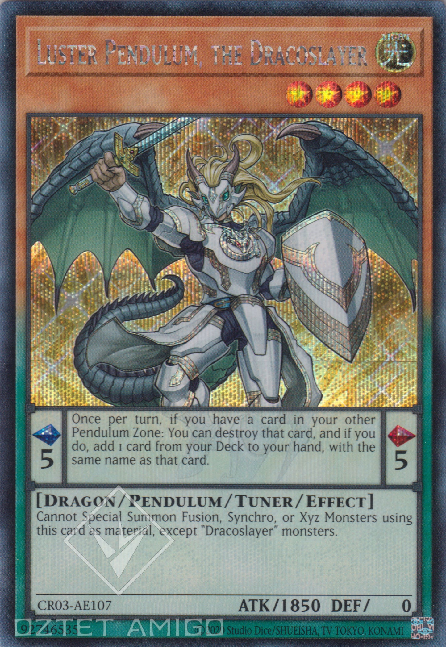 [遊戲王亞英版] 龍劍士榮光擺動P / 竜剣士ラスターP / Luster Pendulum, the Dracoslayer-Trading Card Game-TCG-Oztet Amigo