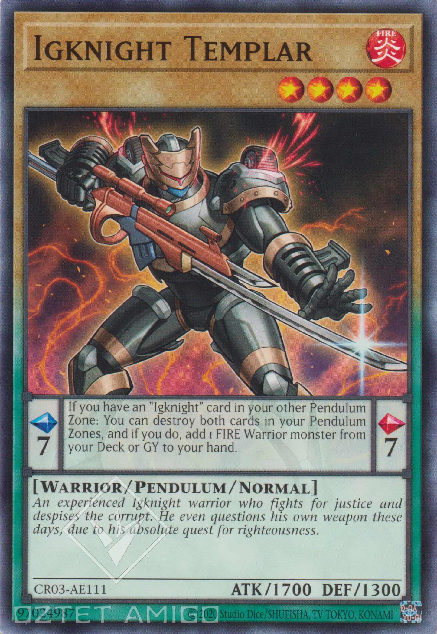[遊戲王亞英版] 點火騎士 德拉古諾夫 / イグナイト・ドラグノフ / Igknight Templar-Trading Card Game-TCG-Oztet Amigo