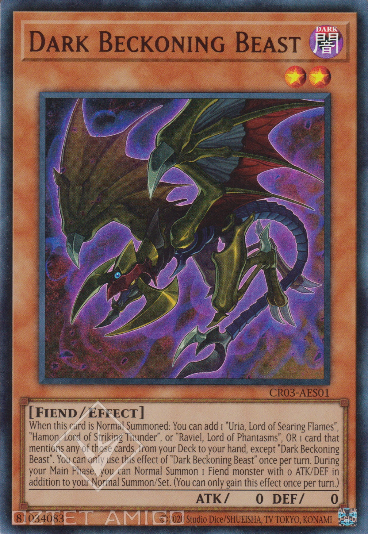 [遊戲王亞英版] 暗黑招來神 / 暗黒の招来神 / Dark Beckoning Beast-Trading Card Game-TCG-Oztet Amigo