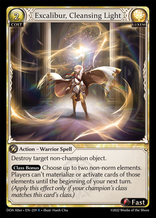Grand Archive single card - DOA Alter - en-259 - Excalibur, Cleansing Light(R)