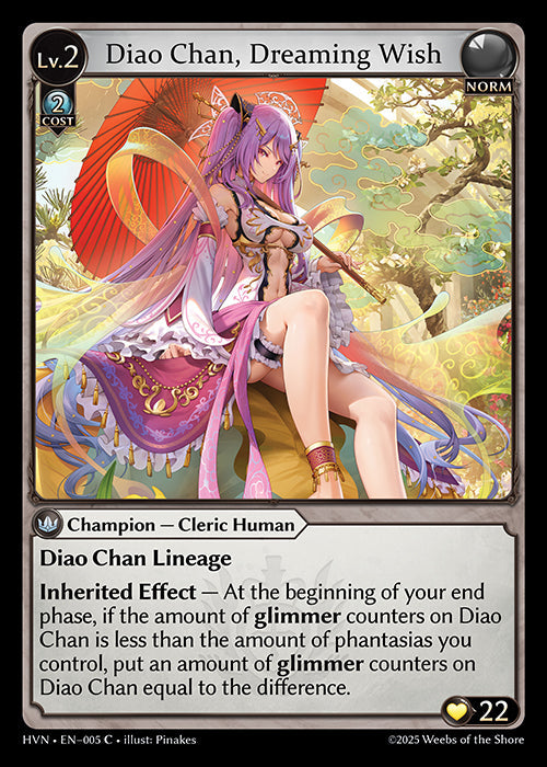 Grand Archive single card - HVN - EN-005 - Diao Chan, Dreaming Wish(C)