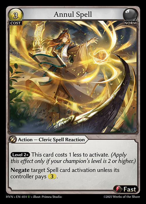 Grand Archive single card - HVN - EN-031 - Annul Spell(U)(Foil)