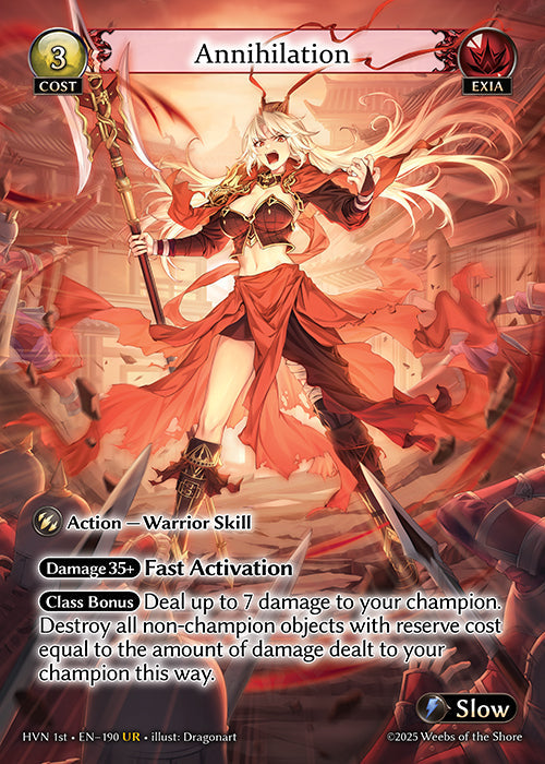 Grand Archive single card - HVN - EN-190 - Annihilation(UR)