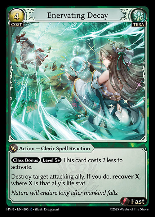 Grand Archive single card - HVN - EN-205 - Enervating Decay(R)(Foil)