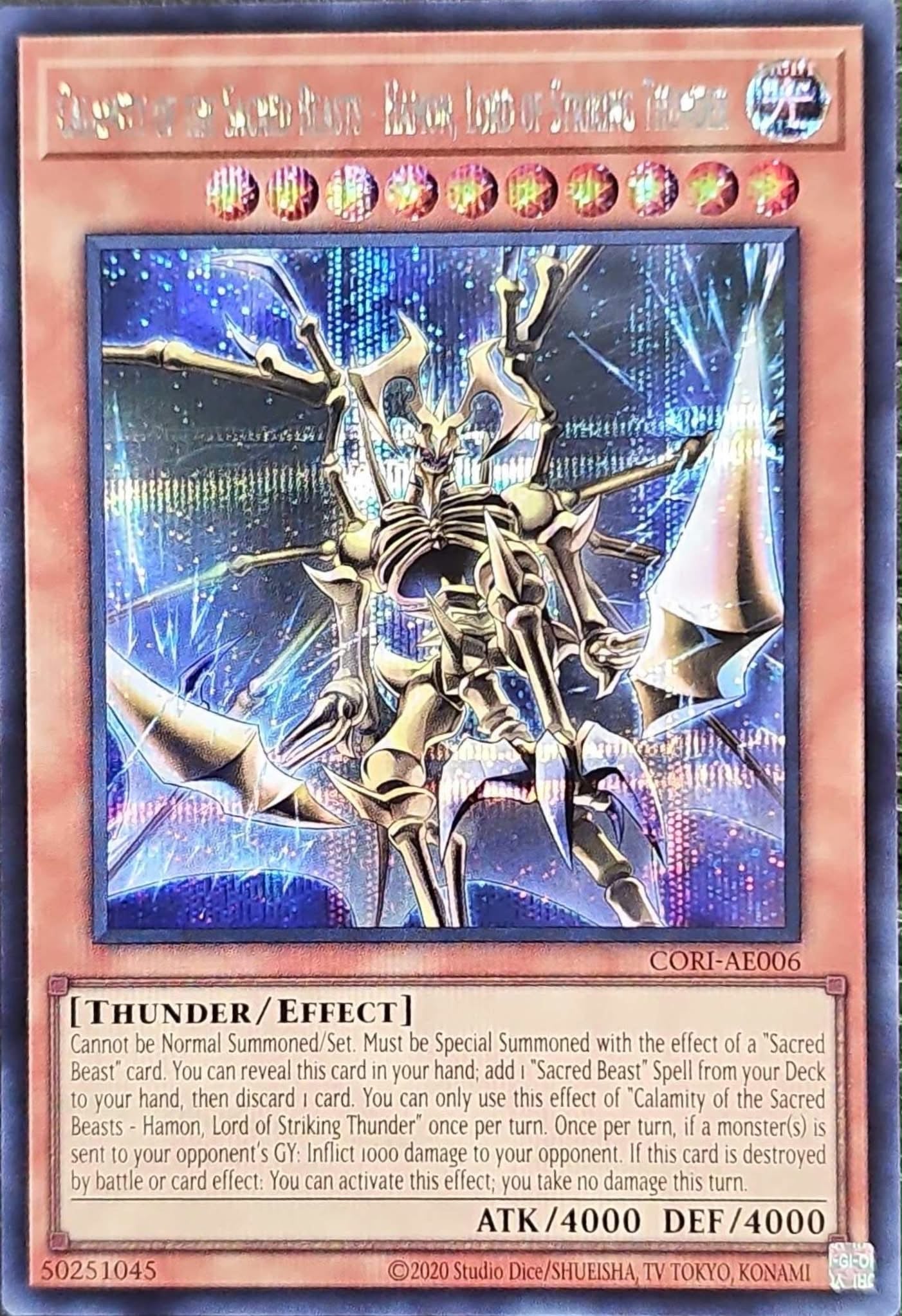 [遊戲王] CORI-AE006 / 罪禍的三幻魔 降雷皇哈蒙 / 罪禍の三幻魔－降雷皇ハモン / Calamity of the Sacred Beasts - Hamon, Lord of Striking Thunder / SER