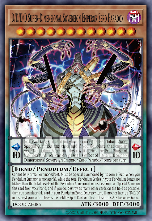 [遊戲王亞英] DDDD超次元統皇零王悖論 / ＤＤＤＤ超次元統皇ゼロ・パラドックス / D/D/D/D Super-Dimensional Sovereign Emperor Zero Paradox