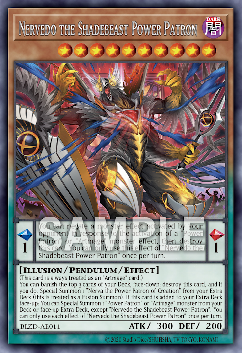 [遊戲王亞英] BLZD-AE011 / 獄神影獸 涅魯韋德 / 獄神影獸－ネルヴェド / Nervado the Shadebeast Power Patron / R