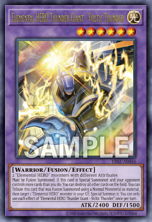 [遊戲王亞英] ES02-AE046 / E・HERO 雷霆巨人 伏特雷電 / E．HERO サンダー・ジャイアント‐ボルティック・サンダー / lemental HERO Thunder Giant - Voltic Thunder / UR