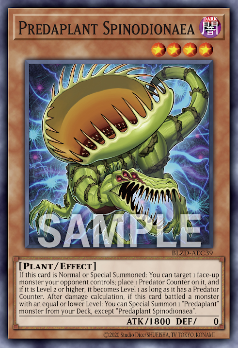 [遊戲王亞英] BLZD-AEC39 / 捕食植物捕蠅草棘龍 / 捕食植物スピノ·ディオネア / Predaplant Spinodionaea / N