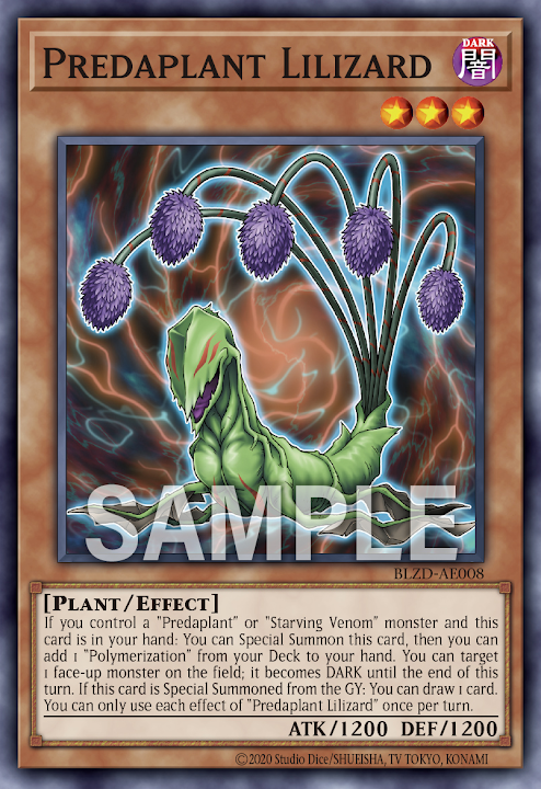 [遊戲王亞英] BLZD-AE008 / 捕食植物 鐵砲蜥蜴 / 捕食植物テッポウリザード /Predaplant Lilizard / N