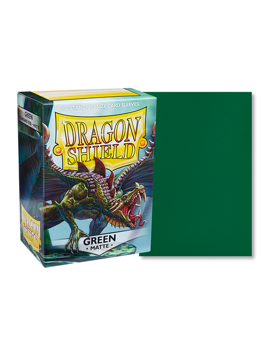 [卡牌週邊產品] Dragon Shield 100 - Standard Deck Protector Sleeves - Matte Green-Trading Card Game-TCG-Oztet Amigo